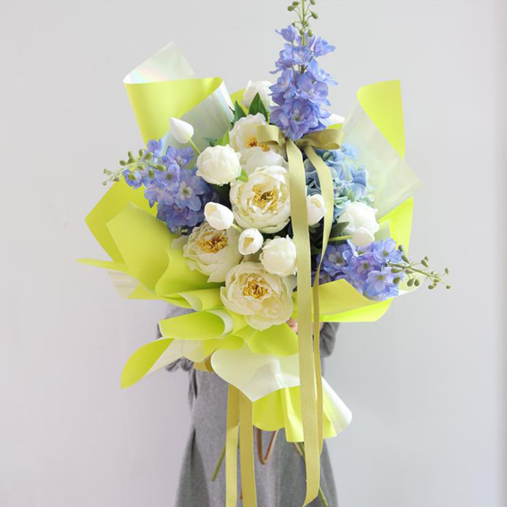 Bonbonfarbenes Blumenstrauß-Geschenkpapier, Fantasie, vergoldet